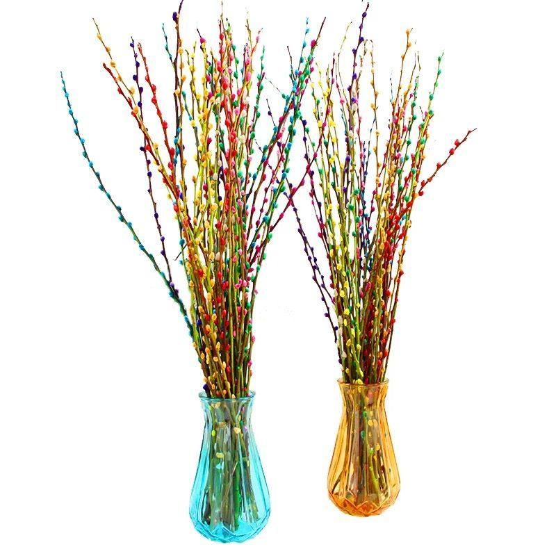 银柳真花年宵花卉彩色鲜枝水养植物红色干花室内客厅盆栽装饰花束