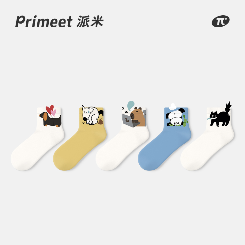 PRIMEET/派米凸凸袜子女夏季薄款短袜卡通萌趣浅口运动袜春秋棉袜