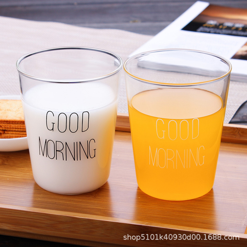 日式牛奶杯 早餐杯 創意玻璃杯 Good morning 咖啡杯飲料果汁杯在類目 餐飲具, 杯子/水杯/水壺, 玻璃杯中 - 來自Buy2taobao.com提供專業的淘寶代購服務