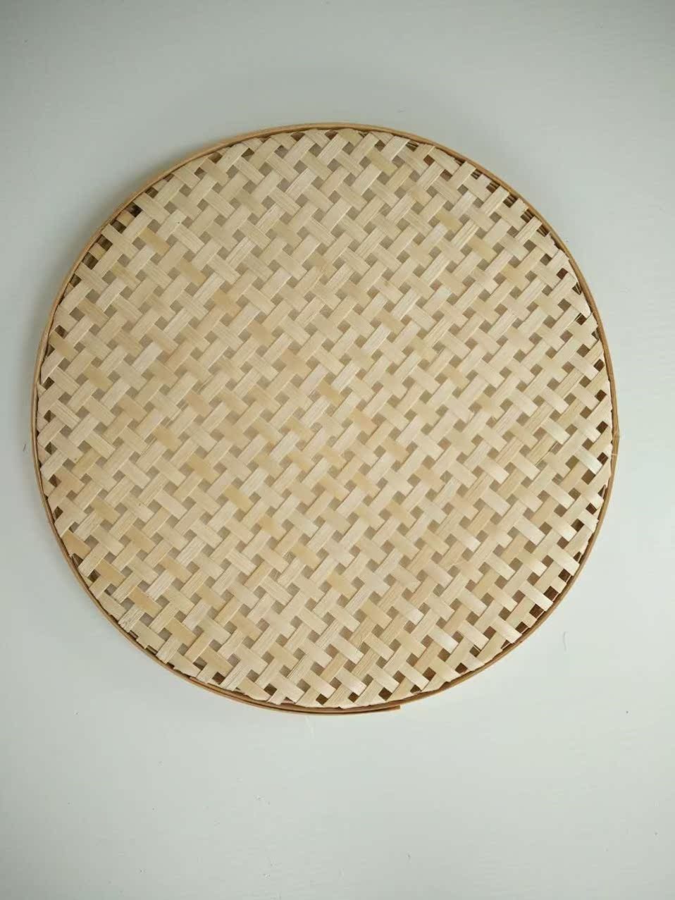 竹编圆簸箕家用有孔竹筛子竹制品晾晒竹匾绘画装饰舞蹈道具包邮