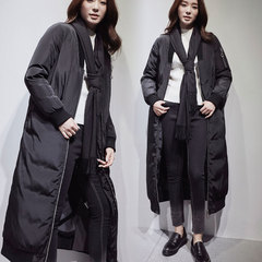 2016冬季新款韩版简约加厚保暖棒球服超长款羽绒服女士过膝外套潮