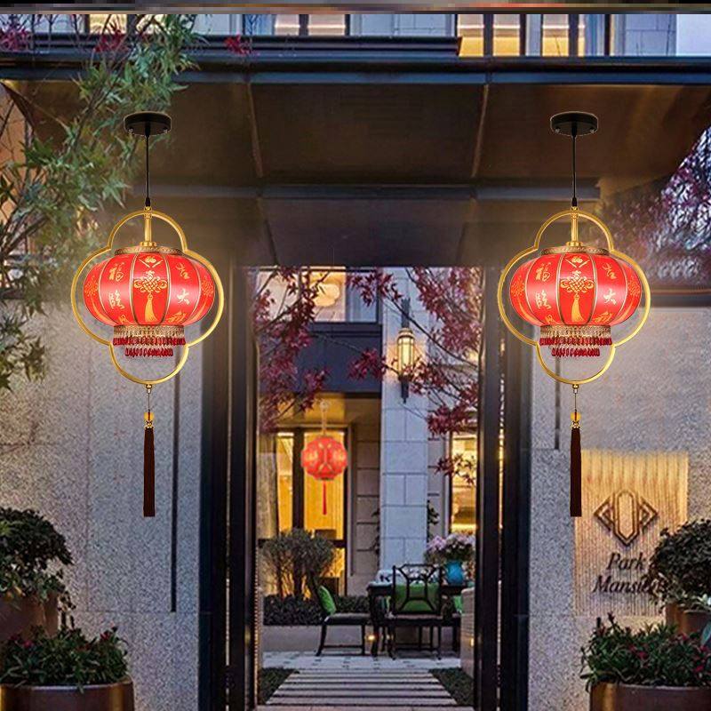 太阳能户外庭院红灯笼新款大灯商场门口餐厅入户门新中式装饰灯