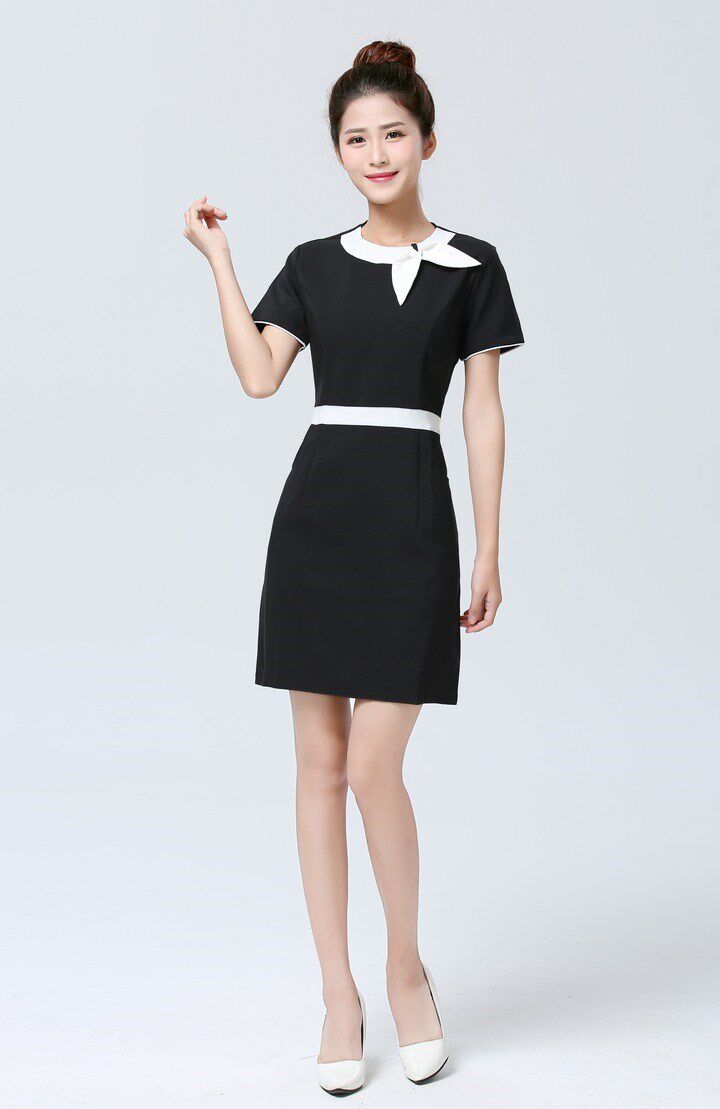 2018新款业装套装女时尚气质工装夏正装女短袖套裙美容师工作服职_6折