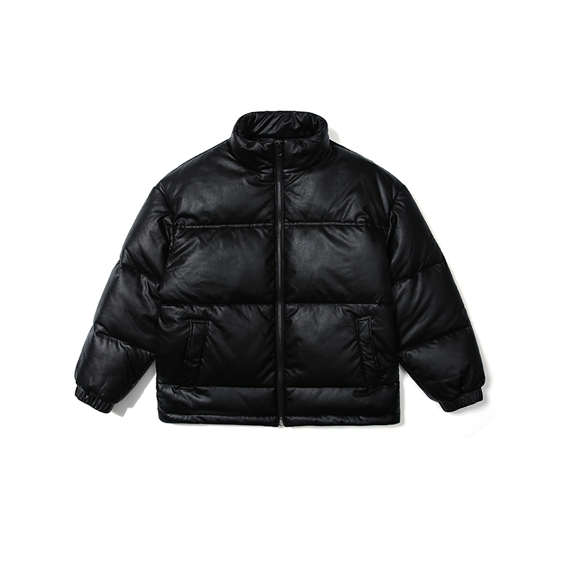 倔强工作室冬季亮面羽绒服男潮牌宽松保暖pu面包服潮立领短款外套