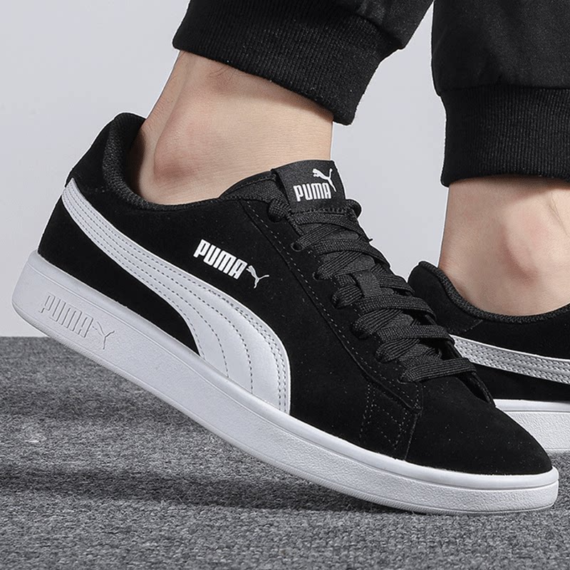 puma彪马男鞋女鞋官方旗舰正品2023春季新款翻毛皮板鞋黑色休闲鞋-mc