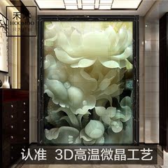 高温3d微晶玄关背景墙瓷砖现代中式艺术仿玉石背景墙砖 花开富贵