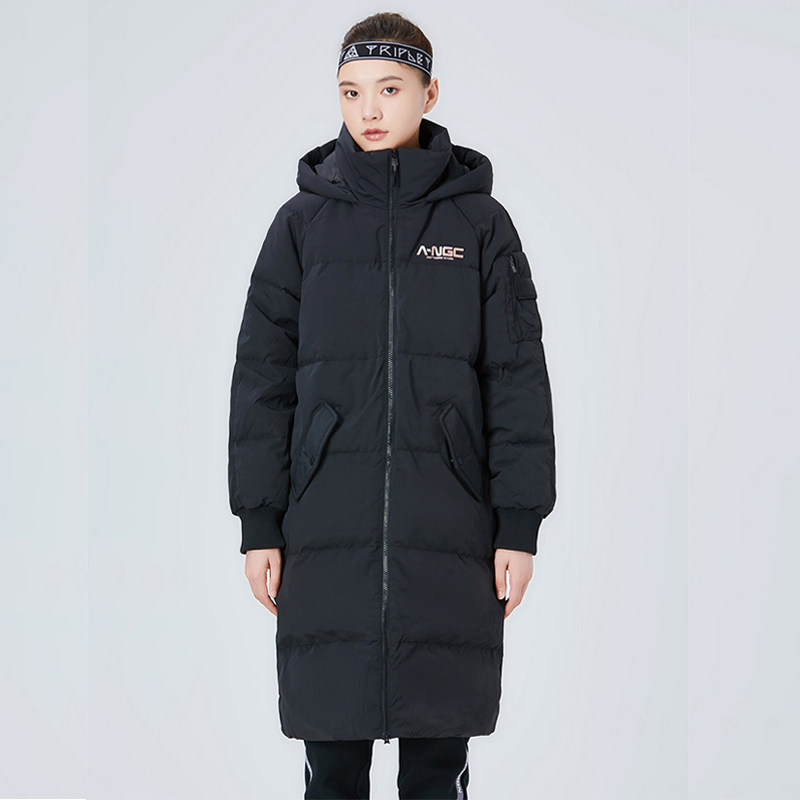 361羽绒服女2021冬季新款冬装上衣厚保暖连帽运动长羽绒服外套女