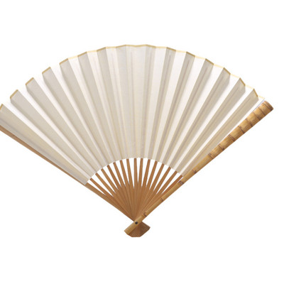 精品9.5寸18方留青罗汉竹折扇文玩折扇苏工素白宣纸扇面 佛肚竹扇