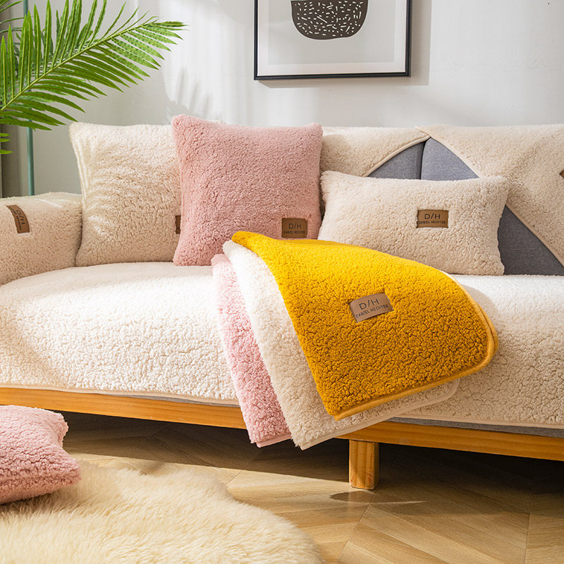 毛绒沙发垫冬季加厚坐垫子四季通用简约现代羊羔毛沙发套罩盖布巾