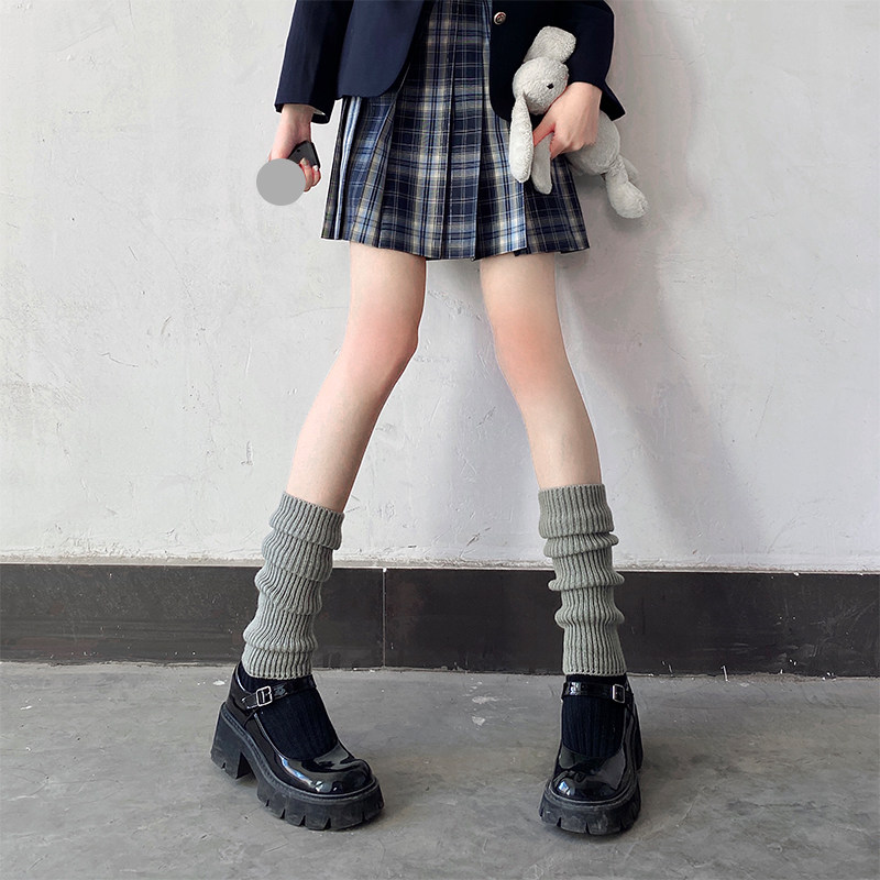 夜间教习室袜套小腿袜子夏季薄款女腿套堆堆袜jk中筒灰色长显瘦