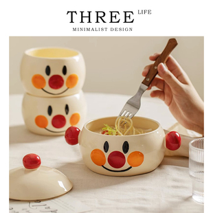 Tlife·Clown·陶瓷泡面碗日式双耳大号汤碗带盖大容量家用 |小丑