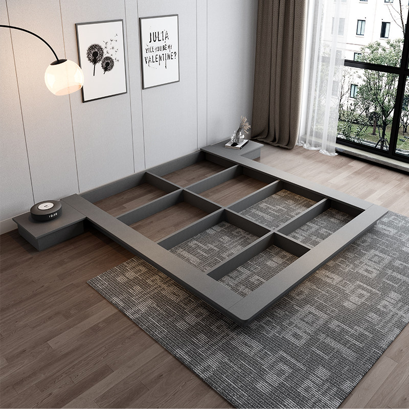 销床架子无床头床现代简约小户型榻榻米落地矮床卧室侘寂风无靠背