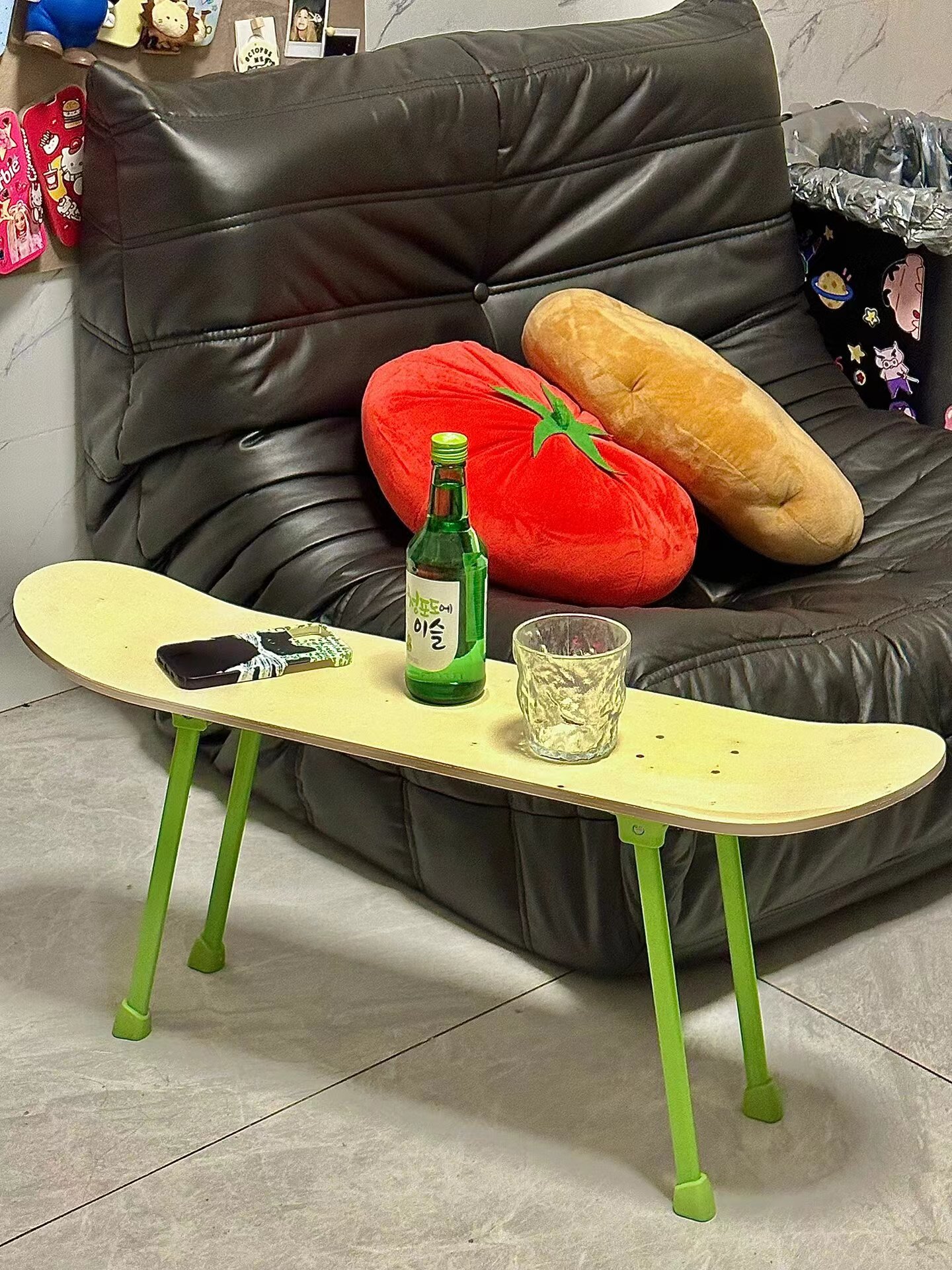 创意滑板桌手工DIY户外露营桌便携折叠客厅休闲桌户外复古滑板桌