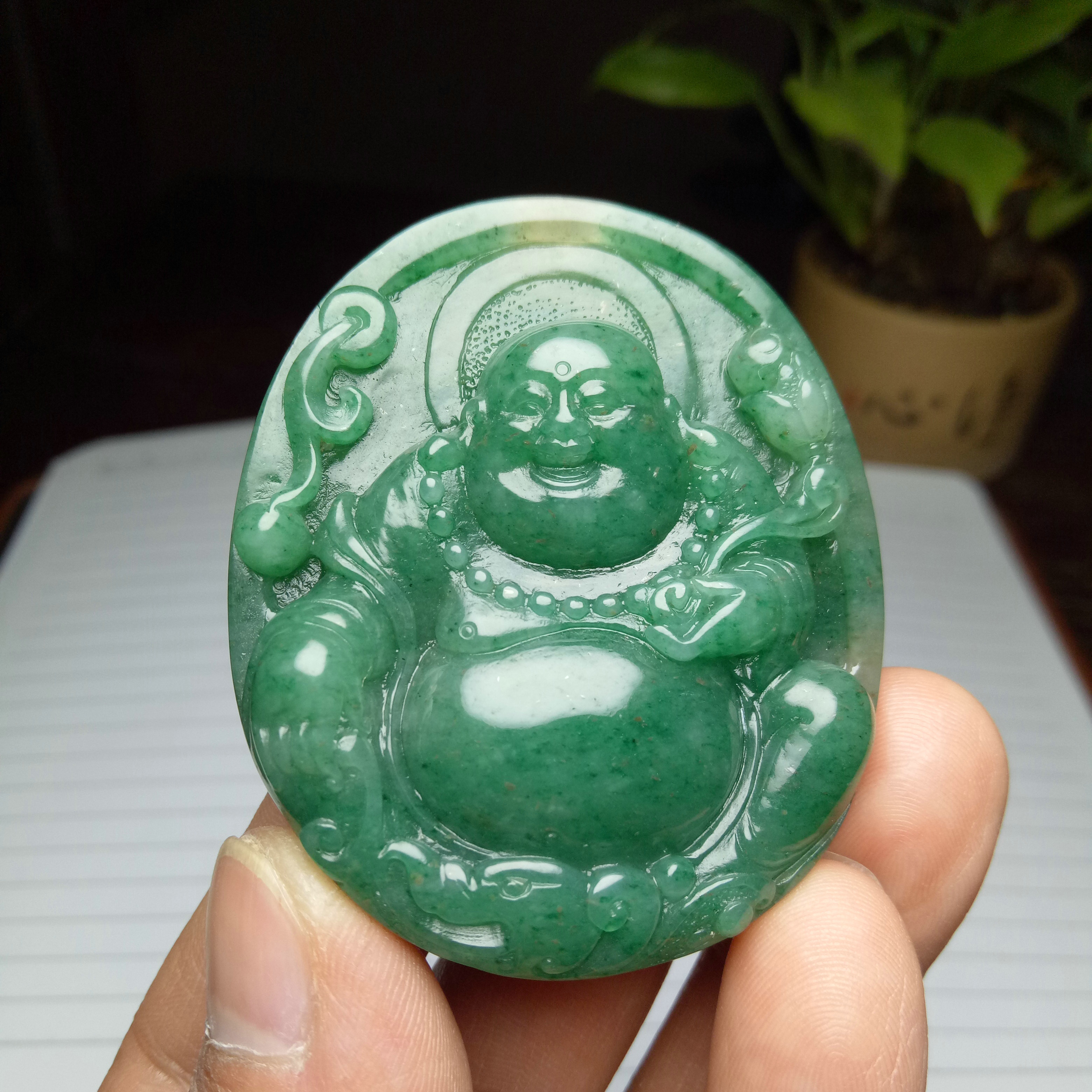 南阳独山玉佛公吊坠大师精工独玉笑佛玉佩挂件男女同款礼品工艺品