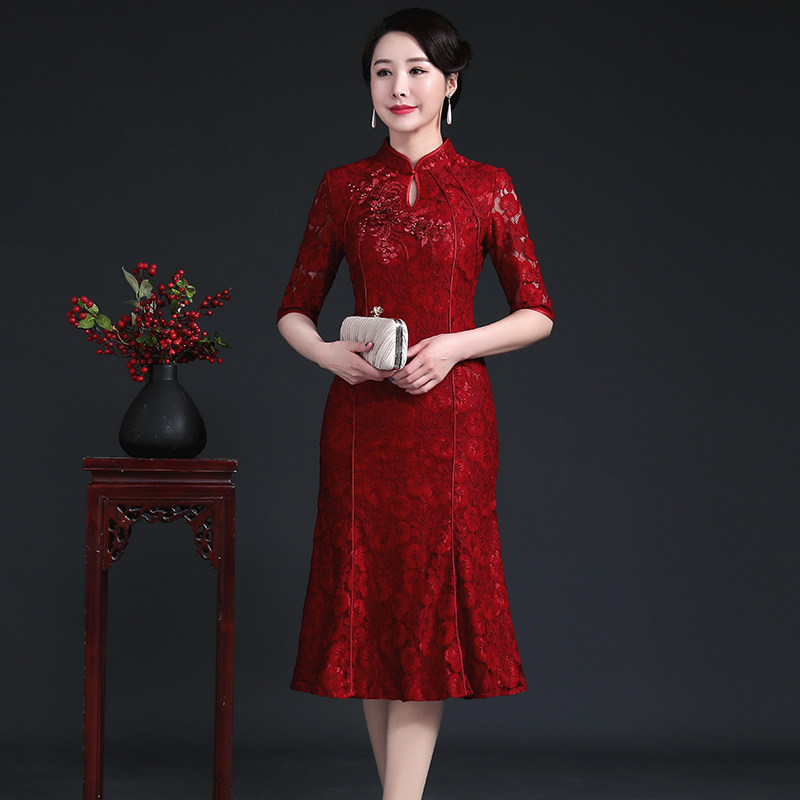 喜婆婆婚宴装婚礼妈妈礼服裙女显年轻宴会大码高端五一结婚连衣裙