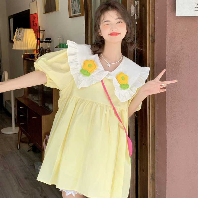 大码胖妹妹mm宽松夏季甜美减龄花朵