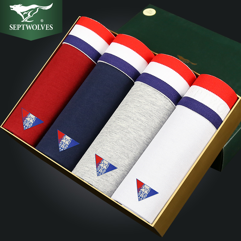 Septwolves man Underwear cotton material Boxer ventilation Youth Pants Middle-waisted personality shorts Fashion modelsin the Lingerie/Men's underwear/Tracksuit , 男士内裤, 男平角内裤 category - from Buy2taobao.com to provide professional Taobao agent buy service