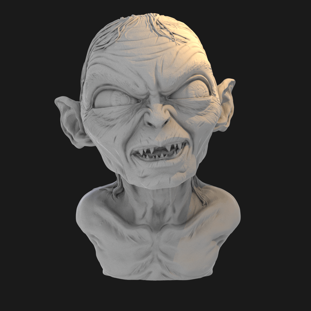 魔戒指环王咕噜胸像 1比16gk白模 3d打印树脂 1/10手办模型