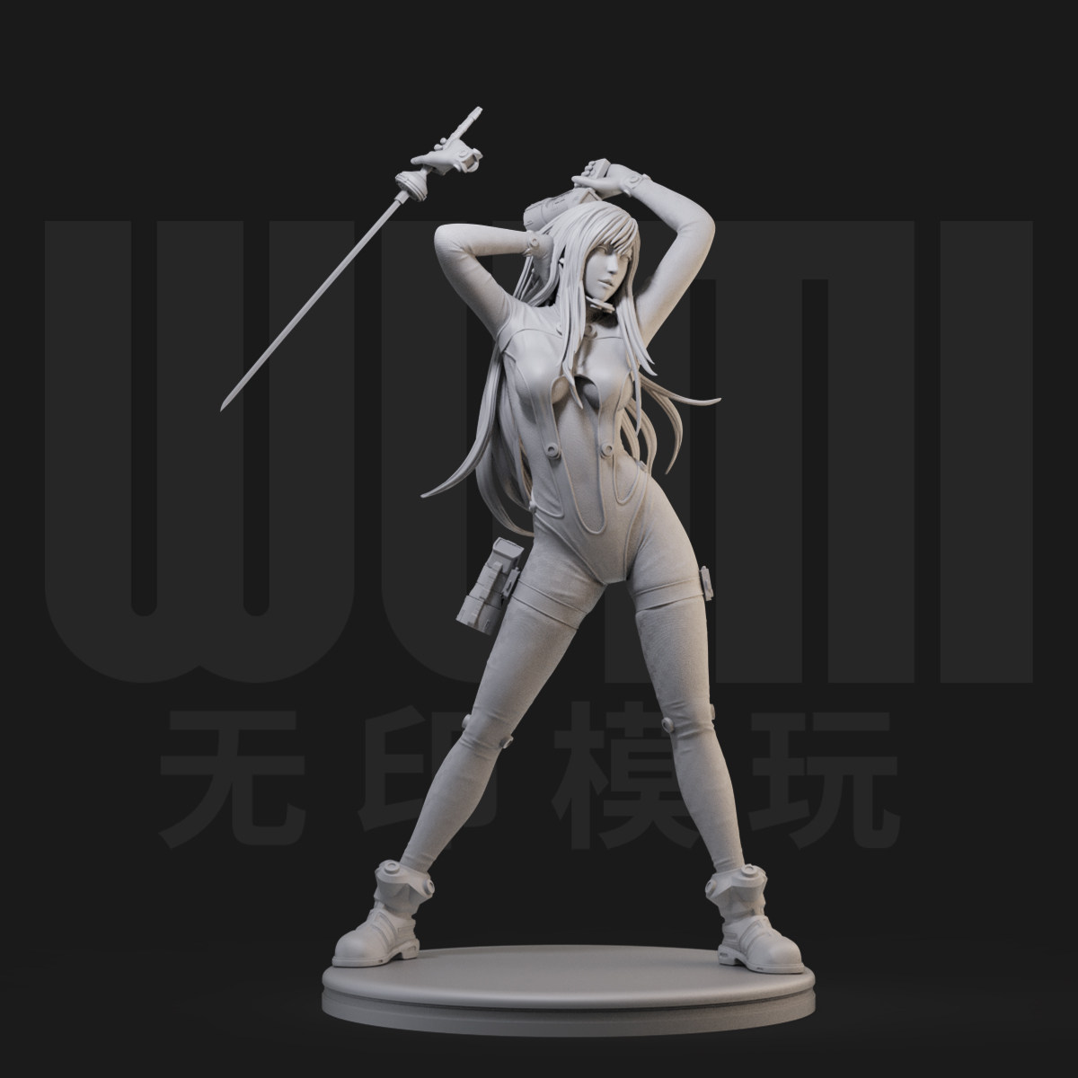 下平玲花 杀戮都市  1/24白模gk手办18比例兵人3d打印模型 822