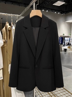 黑色西装外套女款2024春季新款高级感宽松显瘦休闲职业通勤小西服