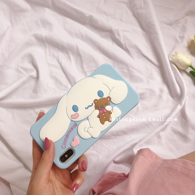 玉桂狗抱小熊苹果xr手机壳xsmax浅蓝7plus加厚8软壳6s硅胶可爱女