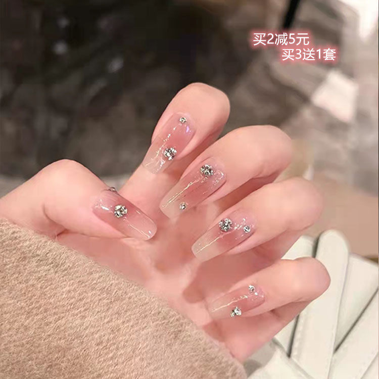 网红美甲贴片成品假指甲可拆卸穿戴式果冻胶甲片贴2021新款穿戴甲