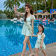 新款亲子泳衣母女韩系ins风小众个性走秀女童女孩显瘦遮肚家庭装