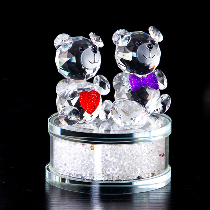 卡通水晶小熊桌面工艺品小摆件送女友生日礼物柜台饰品汽车车内摆