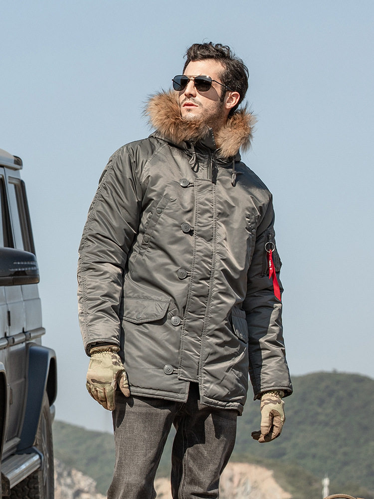 鹰爪行动 n3b棉大衣带帽毛领男装