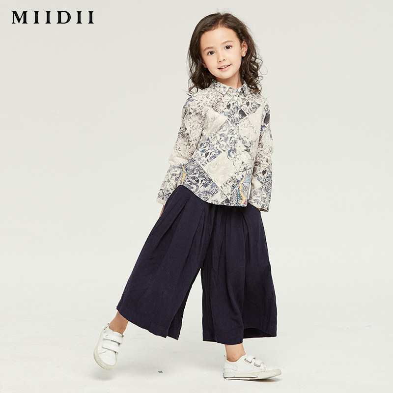 谜底童装夏季2019新款女童洋气中大童百搭宽松潮休闲阔腿七分裤