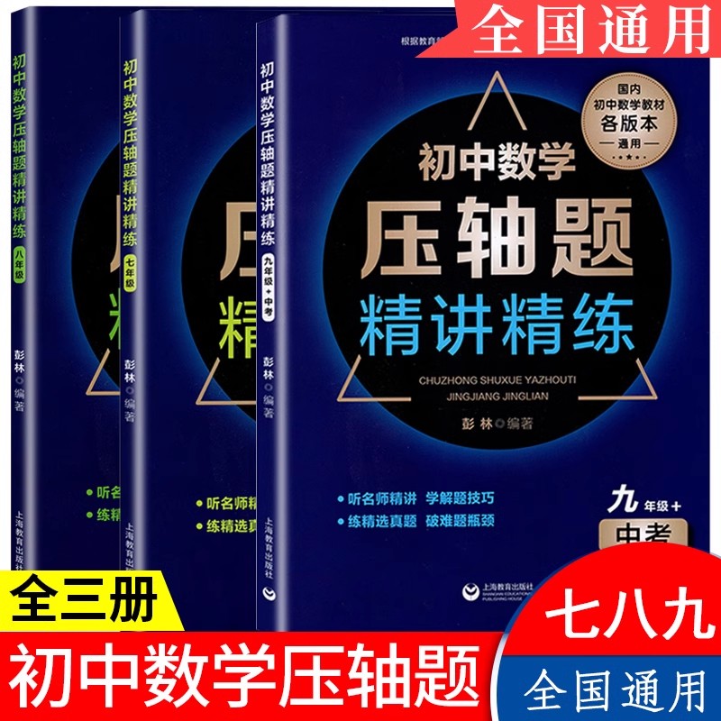 初中数学压轴题精讲精练七八九年级中考初中数学必刷题知识大全题库解题技巧专项训练听名师精讲学练初一初二初三教材通用全套3册