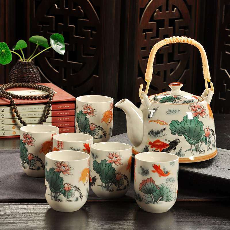 复古茶壶 老式 中国风青花陶瓷带过滤家用茶具套装瓷茶壶茶杯提梁|ruв категории посуда, чайный сервиз, набор чайный сервиз - от Buy2taobao.com для оказания профессиональной услуги покупки агента Taobao