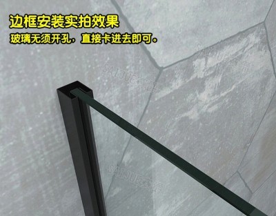 304不锈钢玻璃固定卡槽边框玻璃固定边条包边卡口u型槽钛金哑黑色