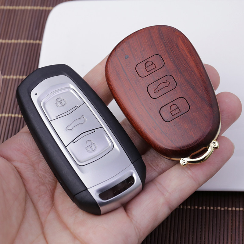 适用于吉利博越 改装定制高档黑檀实木头钥匙壳 非包套扣装饰