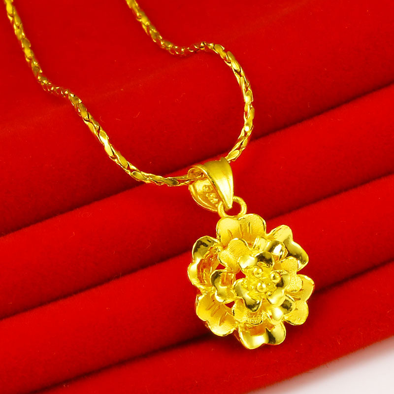 正品黄金项链吊坠女款花朵坠子9999足金真金纯金首饰送礼妈妈按克