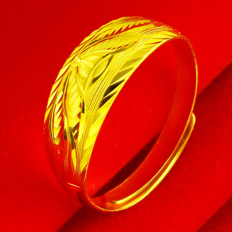 正品黄金戒指男女款9999足金纯金子宽结婚显大真金龙凤戒龙纹妈妈