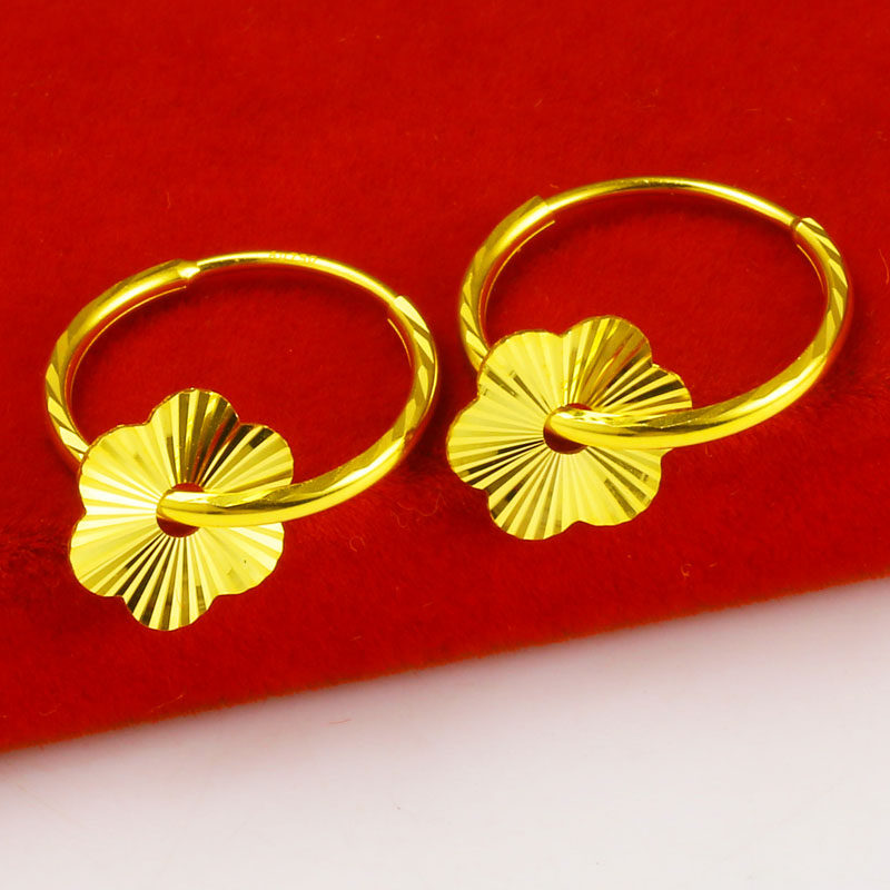 正品纯黄金耳环女款耳坠au750金子纯金首饰9999足金结婚真金饰品