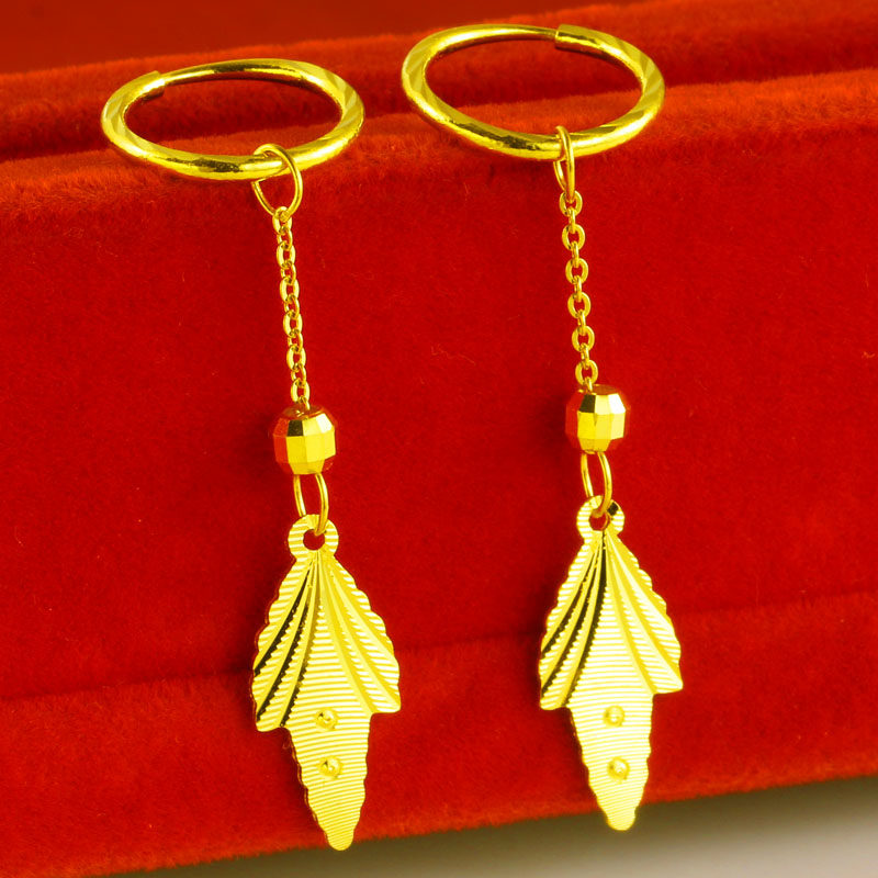 千影珠宝黄金耳环9999足金耳坠耳吊坠女款重真金纯金饰品古法素金