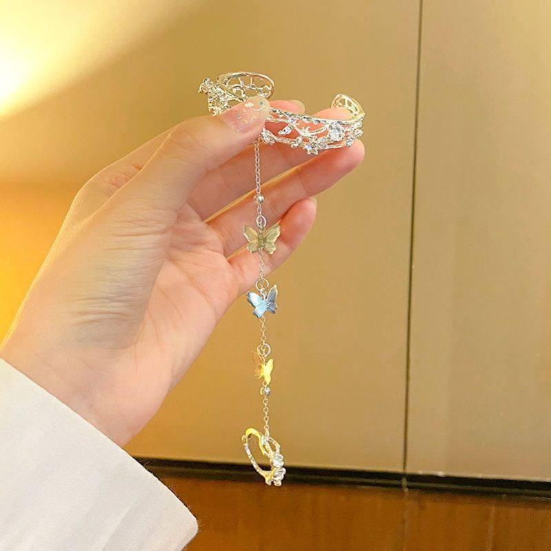 少女手链古风仙女手链戒指一体迷迭蝴蝶宫廷风流苏铃铛异域超仙女