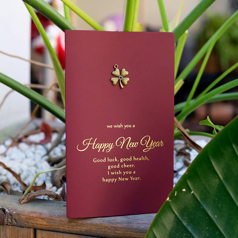 古典红色新年贺卡2022元旦happynewyear虎年春节祝福留言卡片