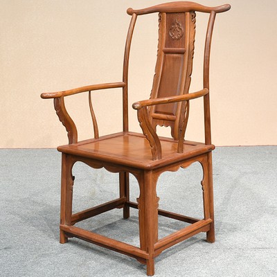 红木家具缅甸花梨木四出头官帽椅中式太师椅家用休闲椅办公椅围椅