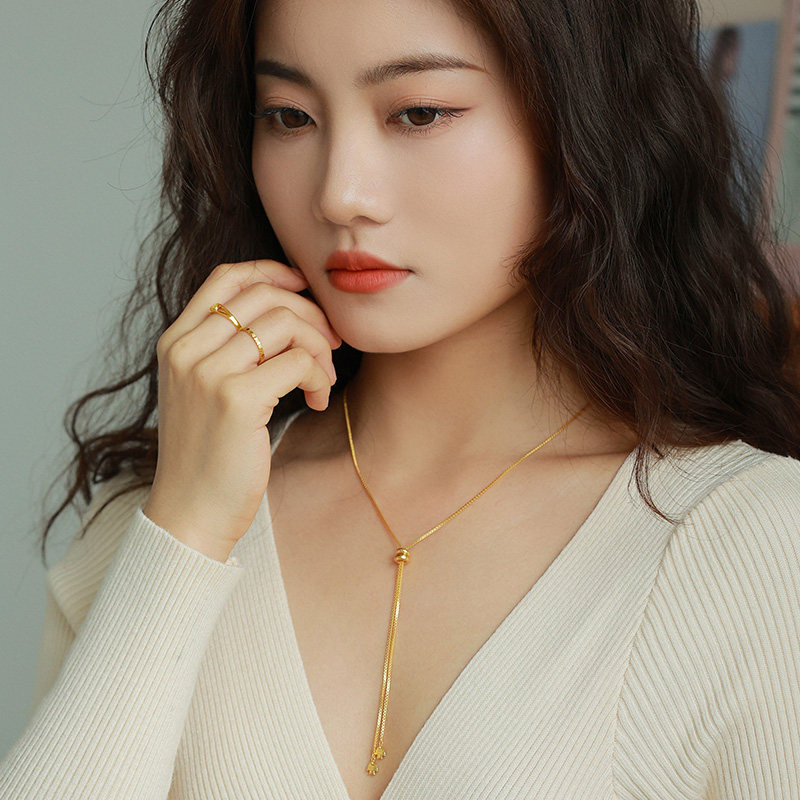 金项链女999足金纯金