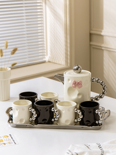 高颜值水杯套装陶瓷水具家用客厅茶具轻奢高级感奶油风茶杯礼盒装