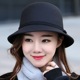 韩国女士秋冬季英伦复古毛呢帽子韩版盆帽冬天圆顶呢子礼帽渔夫帽