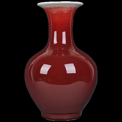 景德镇陶瓷器郎红色花瓶窑变中式家居装饰客厅古典工艺品摆件插花