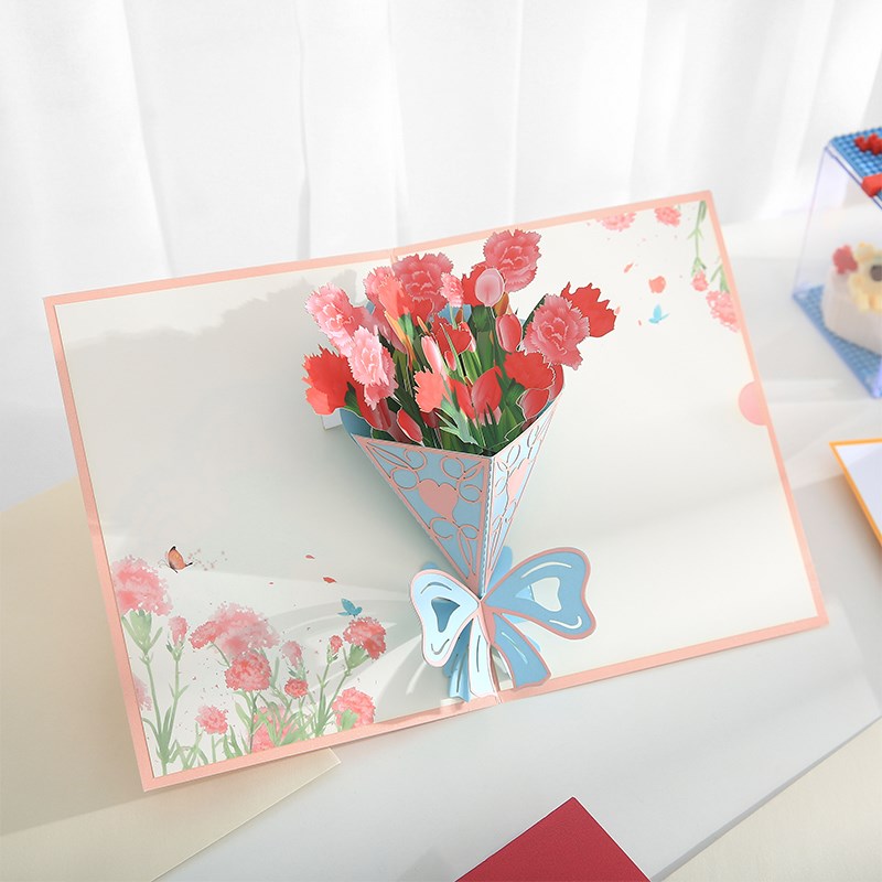 3d立体折叠花束贺卡生日卡片送母亲长辈婚伴手礼物娘感谢卡结婚高