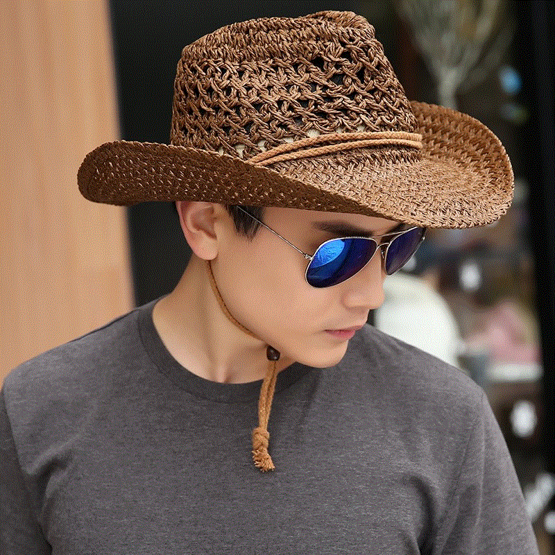 帽子男西部牛仔户外运动休闲草帽夏季遮阳防晒太阳帽沙滩凉帽女帽|msdalam kategori Aksesori/Belt kulit/Hat/Muffler, Hat - dari Buy2taobao.com untuk memberikan perkhidmatan ejen Taobao profesional membeli