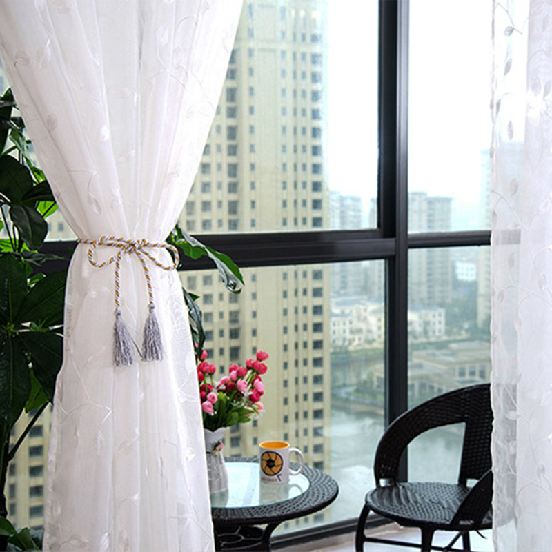 田园小清新绣花窗帘纱遮阳定做飘窗帘窗纱卧室客厅成品阳台纱帘