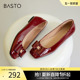 百思图奥莱秋季新款商场同款蝴蝶结方跟浅口女单鞋TIK46CQ3