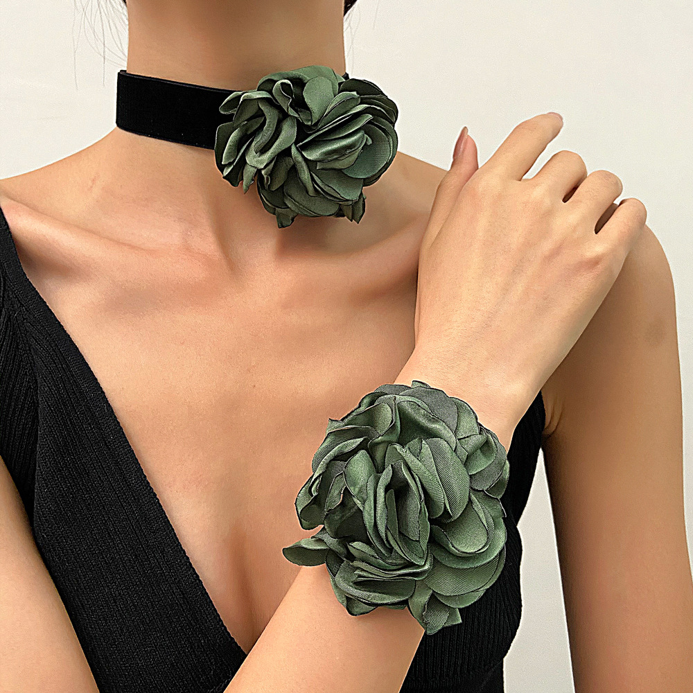 rose flower necklace exaggerated chocker elegant bracelet 饰